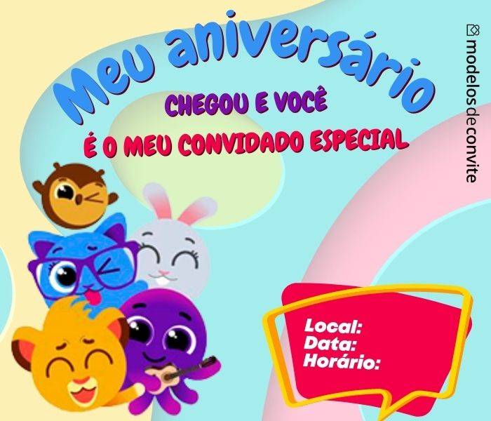 Convite bolofofos  Convite aniversario infantil, Aniversario infantil,  Convites festa infantil